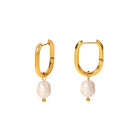 18K Pearl Drop U Earrings