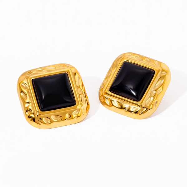 18K Bresa Black Statement Earrings