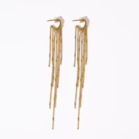 18K Heart Open C Hoop Dangle Fringe Earrings