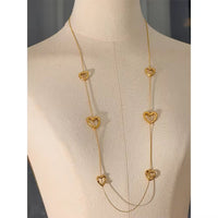 18K Dainty Heart Long Necklace