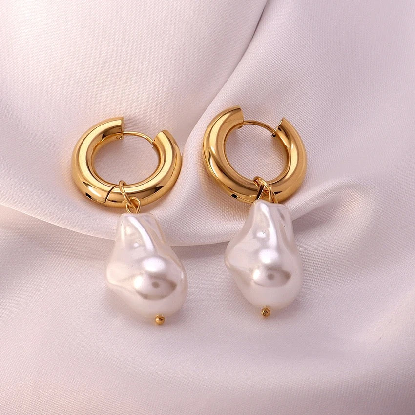 18K Baroque Pearl Charm Earrings