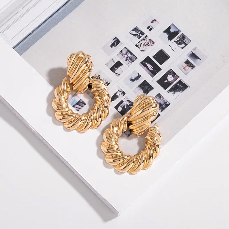 14K Gold Filled French Twist Croissant Earrings