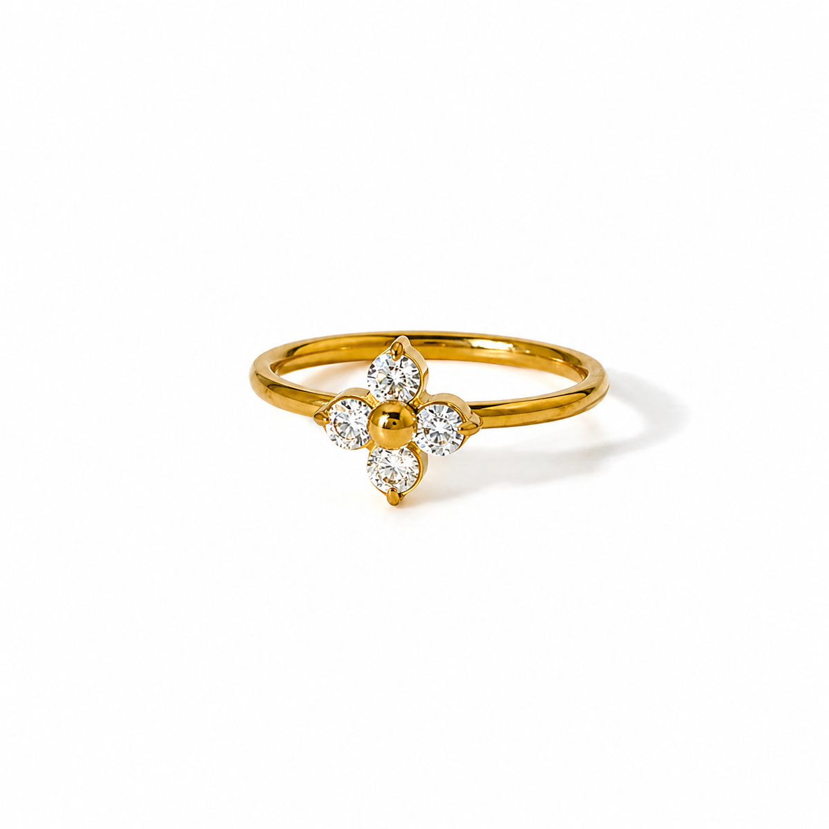 18K Classic Clover CZ Ring