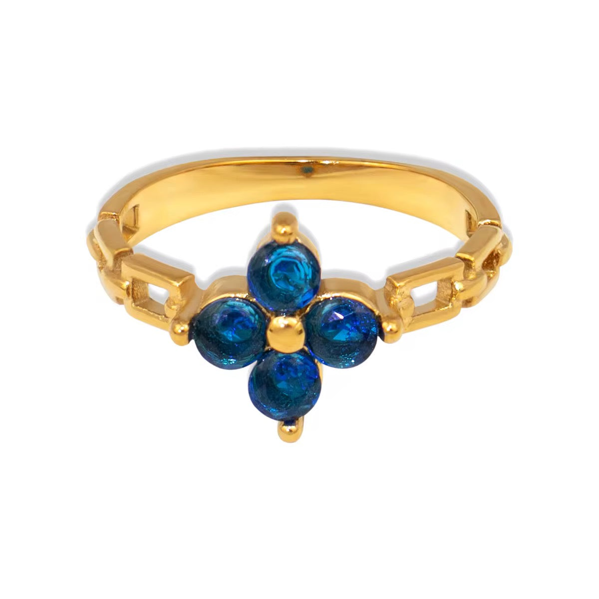 18K Clover Checkered Ring