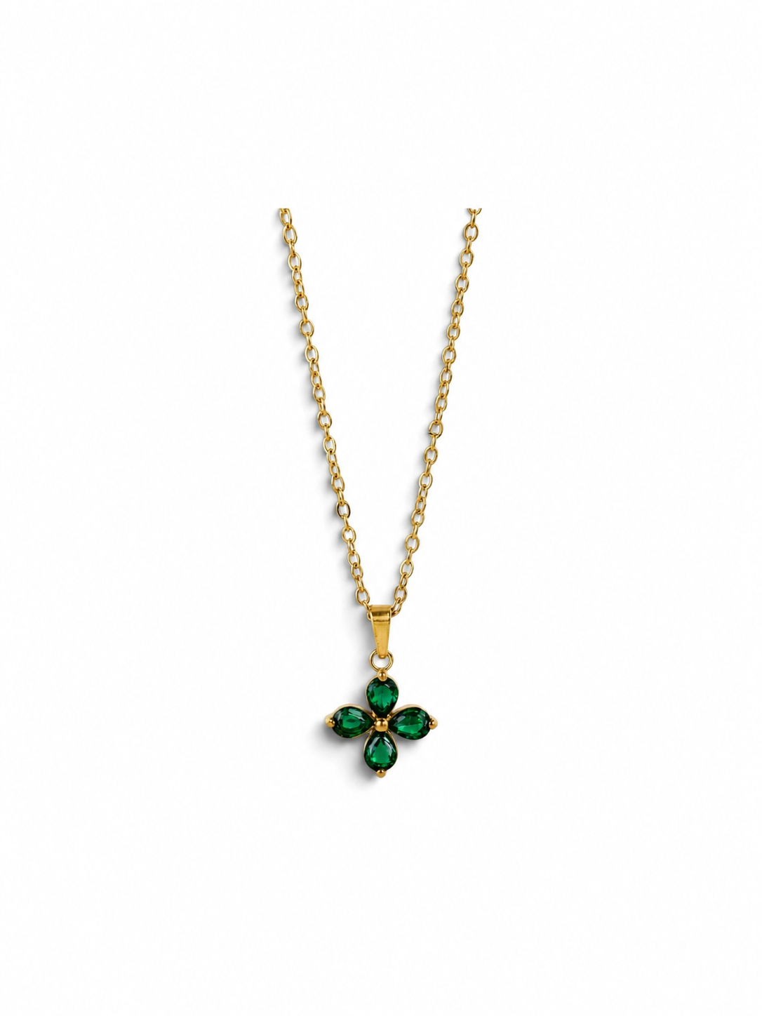 18K Mini Clover CZ Necklace