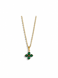 18K Mini Clover CZ Necklace