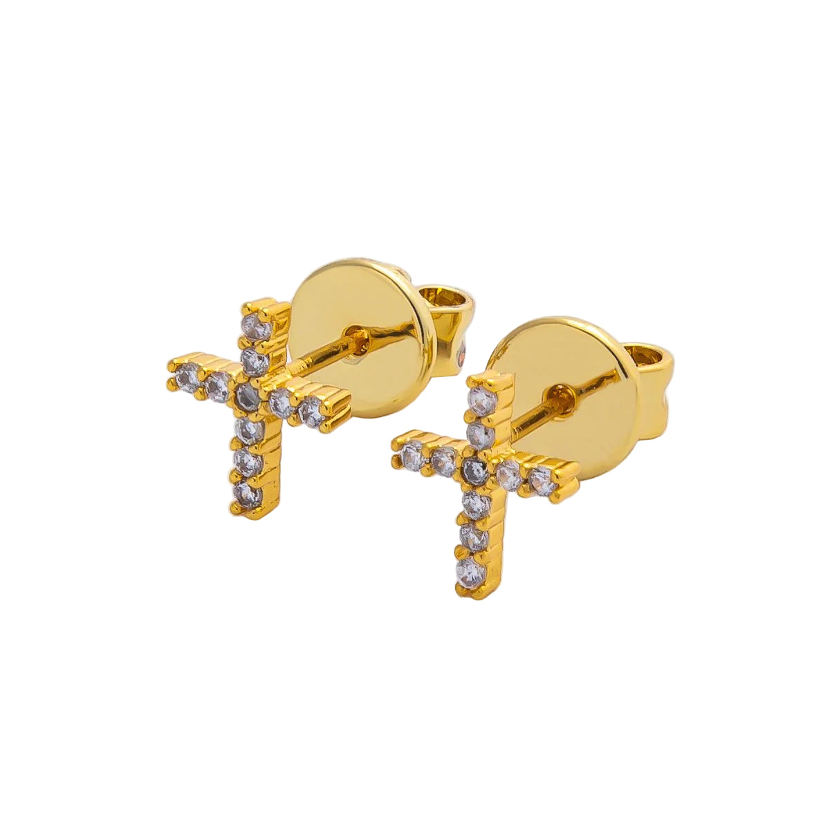 18K Cross Studs