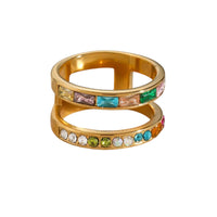 18K Double Band Rings, Multi Colored