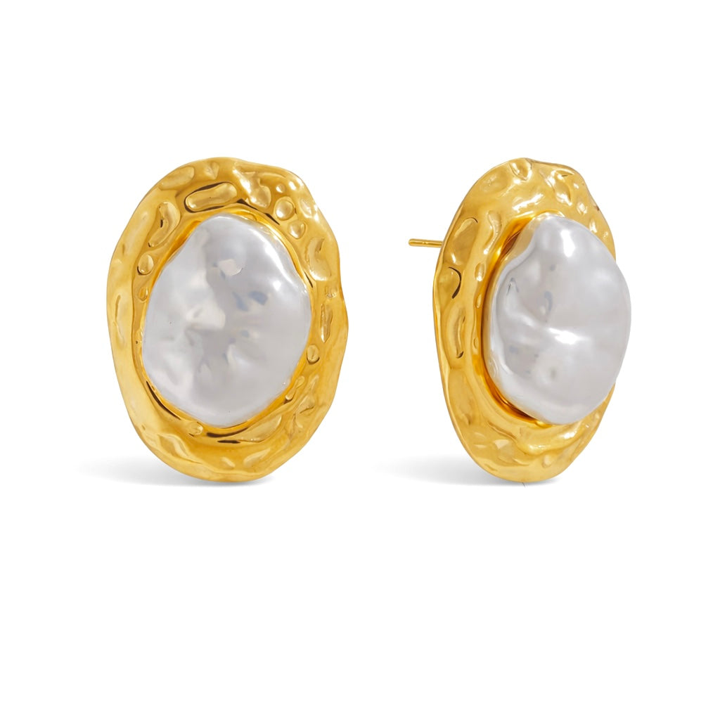 18K Vintage Oval Statement Studs