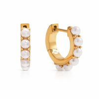 18K Mini Pearl Lined Hoops