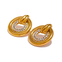 18K Vintage Round CZ Statement Earrings