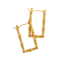 18K Rectangular Bamboo Hoops