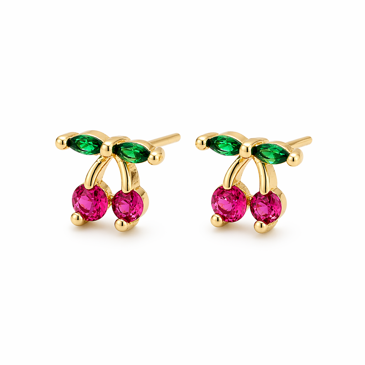 14K Mini Cherry Studs