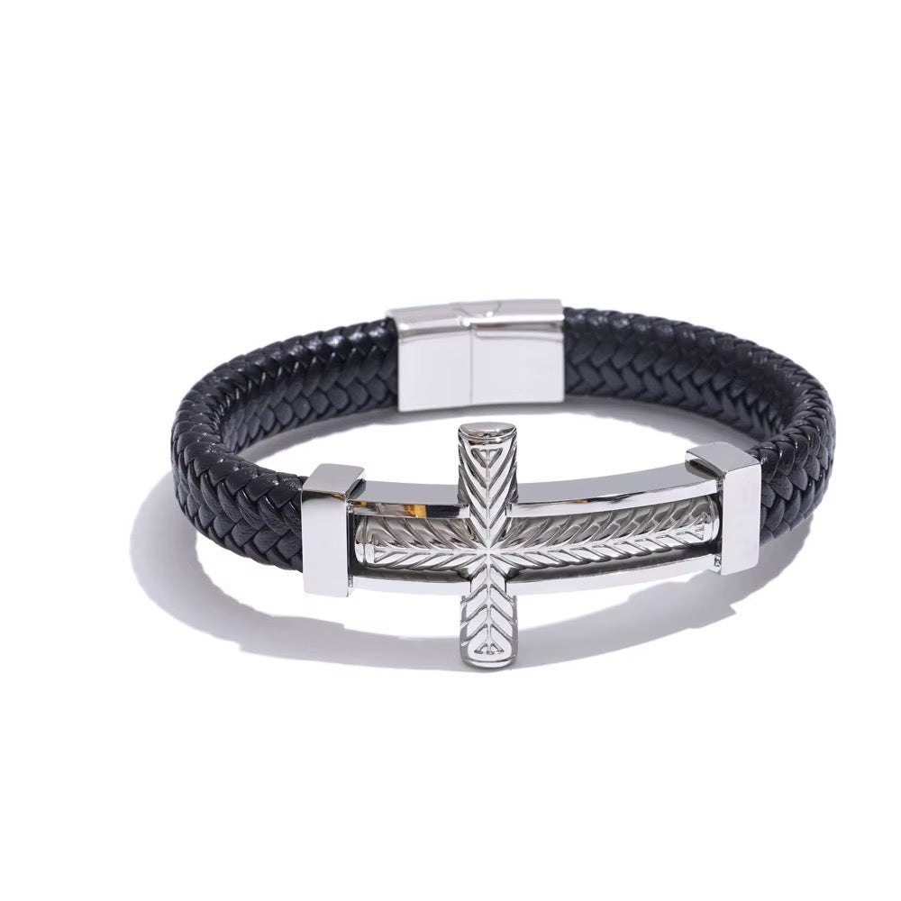 Damien Cross Bracelet - Silver