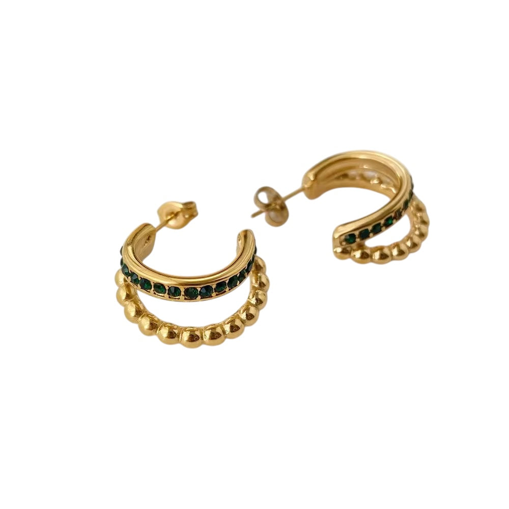 Layered Hoops in 18K Gold-Plating with Cubic Zirconia