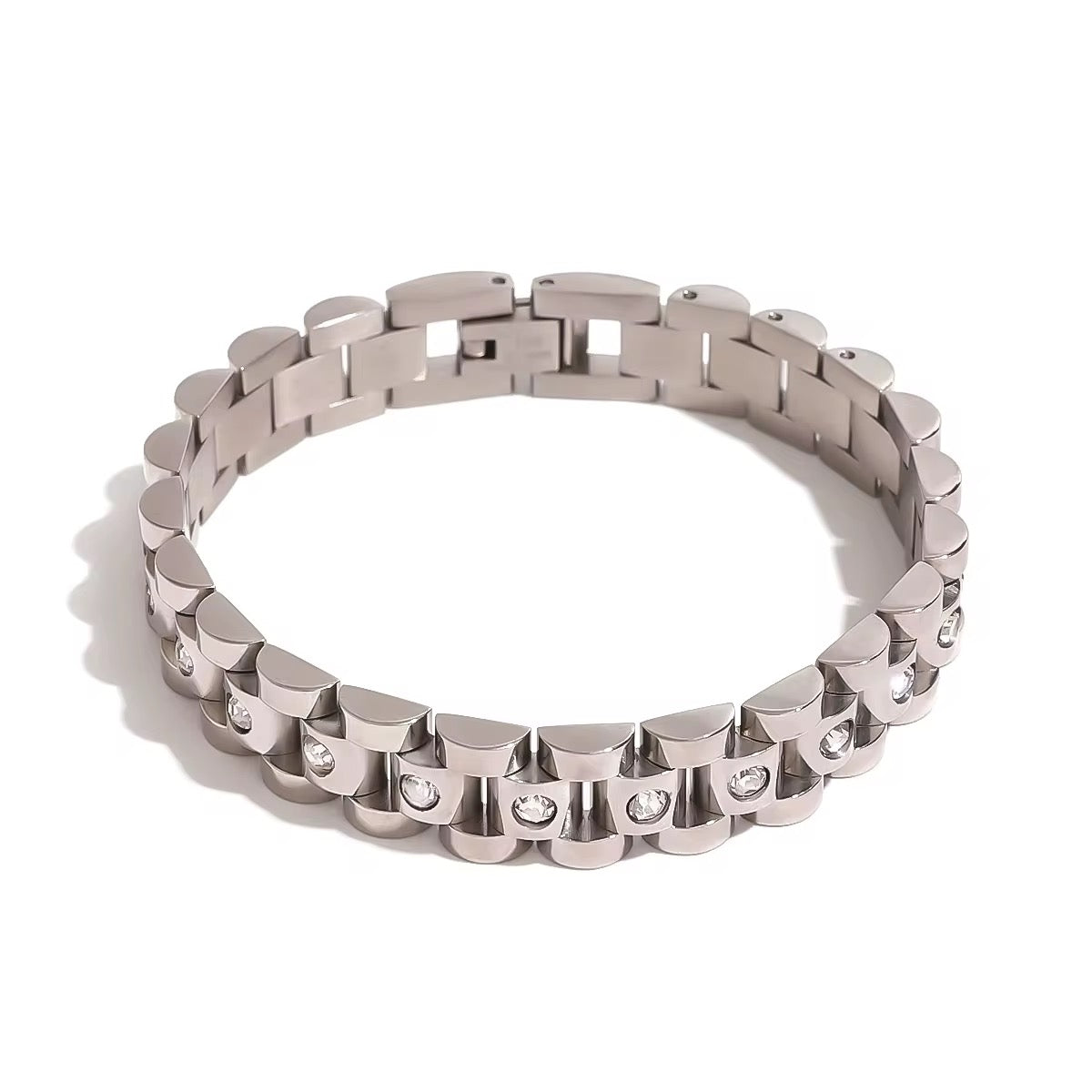 Silver CZ Rollie Bracelet