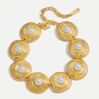 18K Round Pearl Statement Bracelet