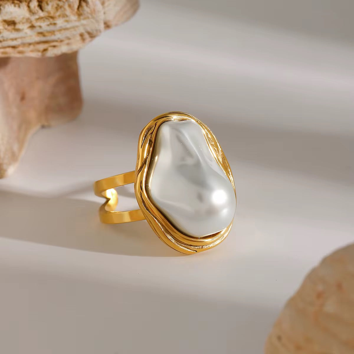 18K Baroque Pearl Statement Ring