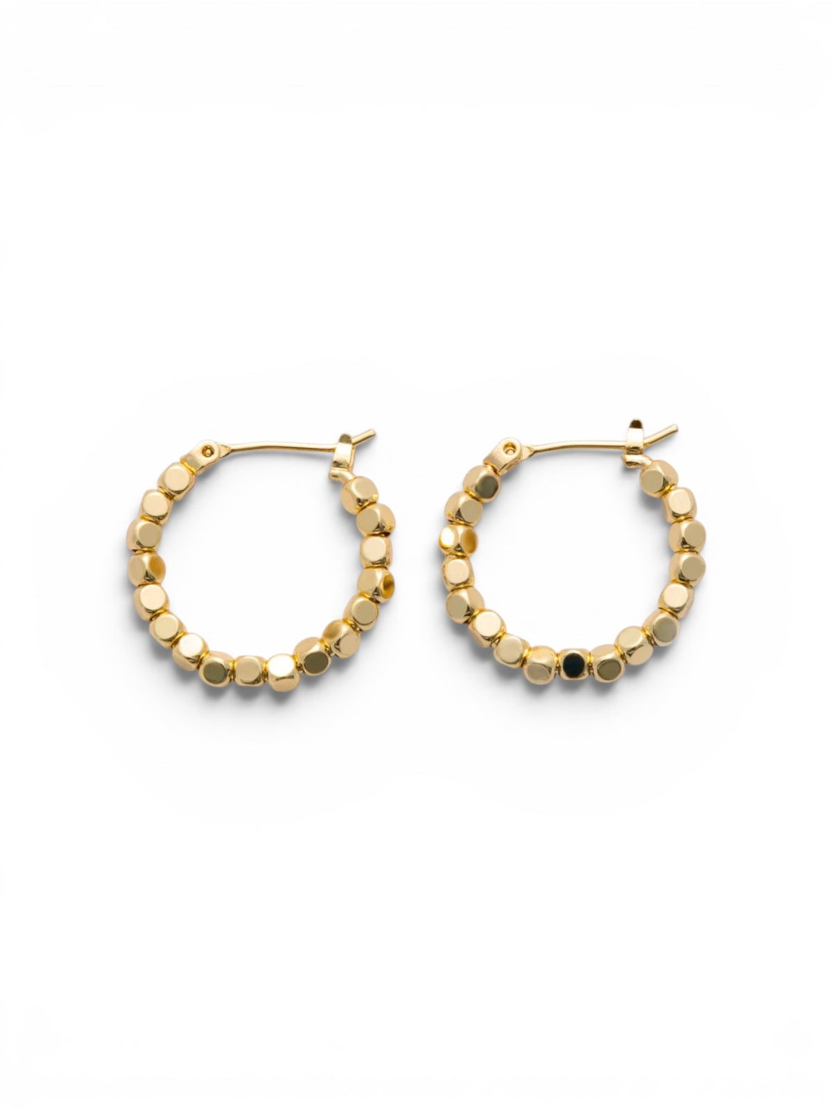 24K Beaded Small Hoops