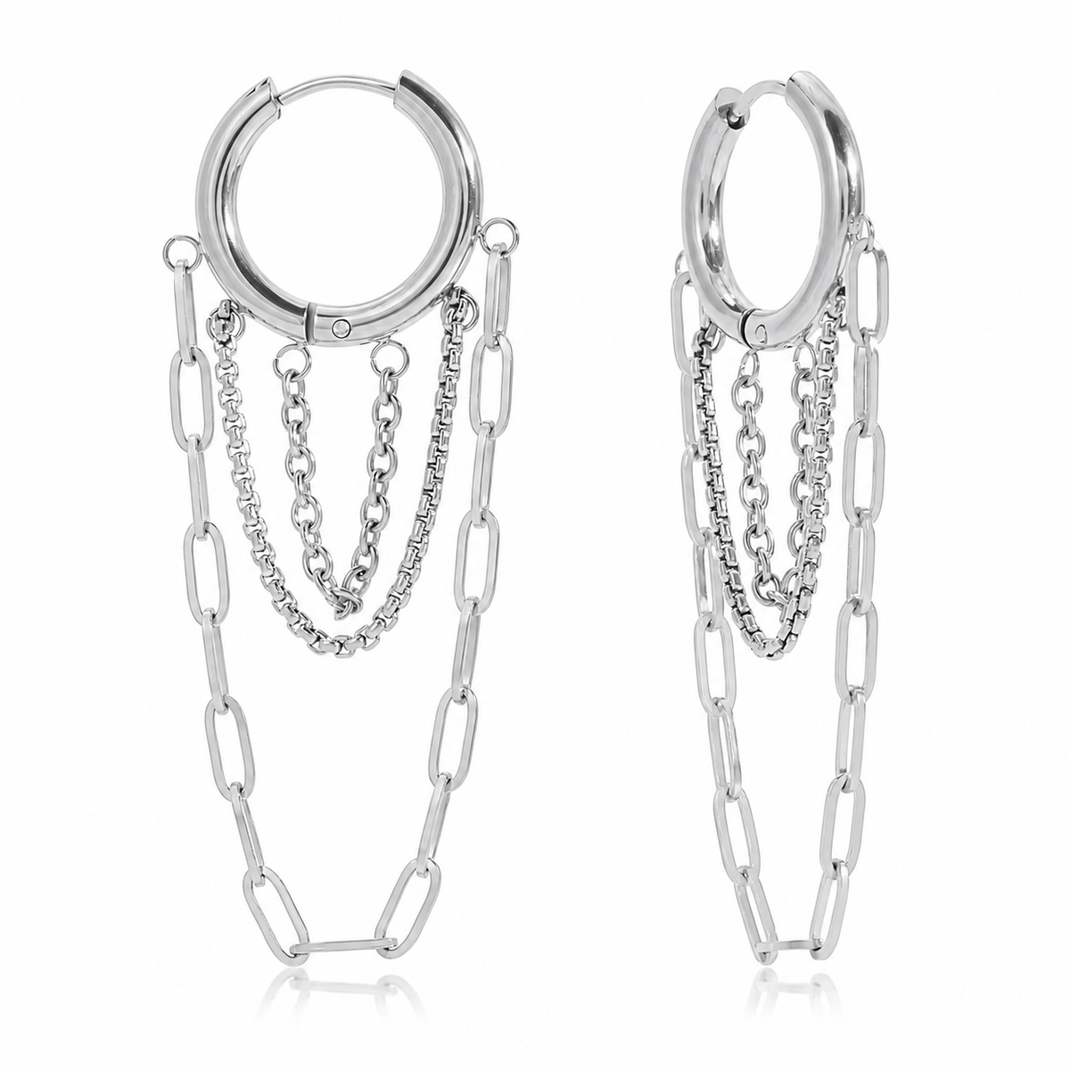 Silver Hoop Chain Dangles