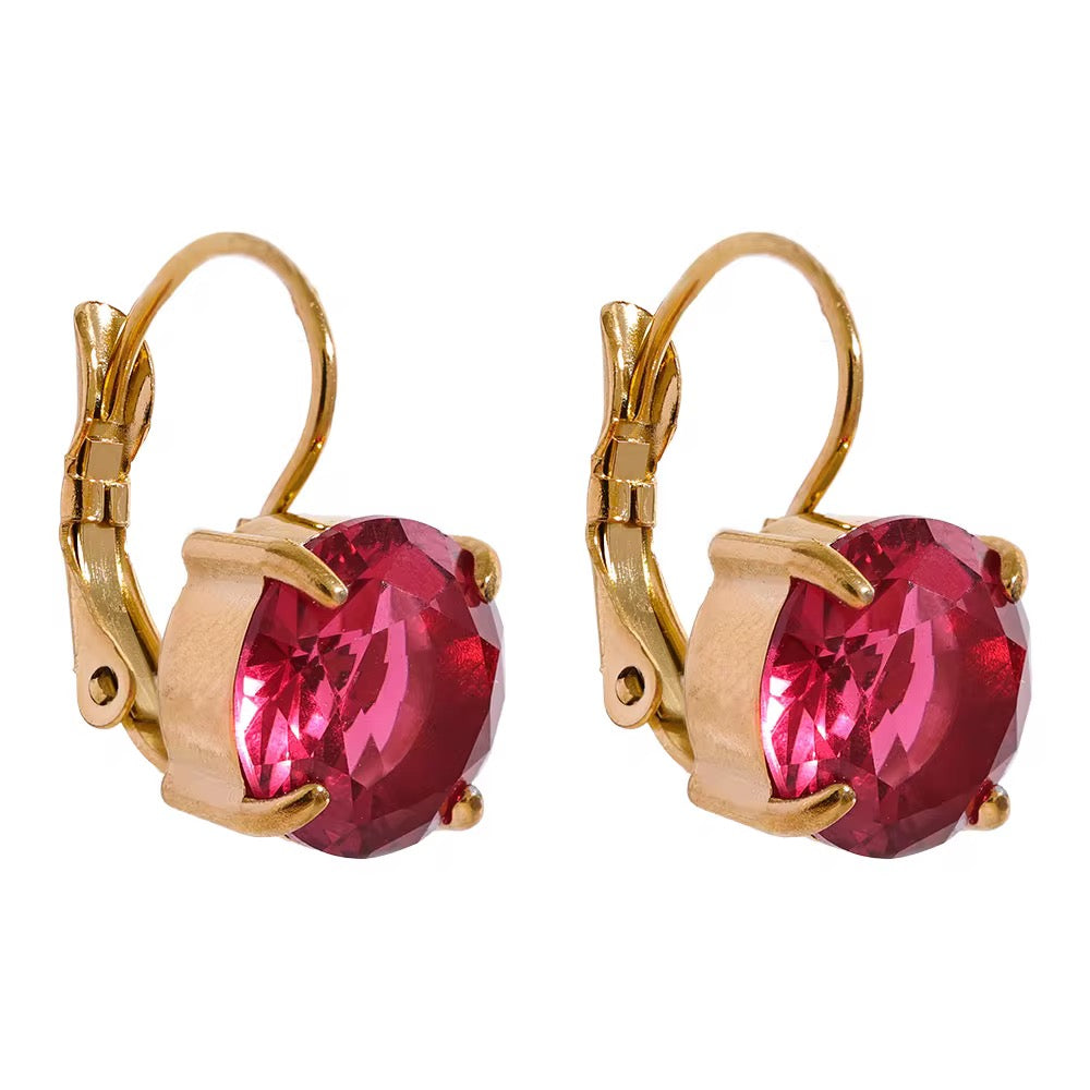 18K Ruby Dangle Hoops