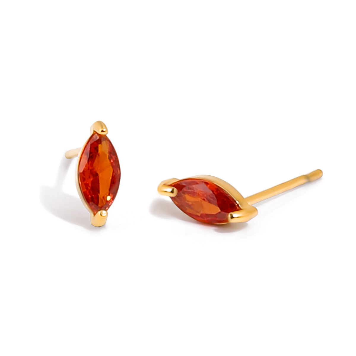 18K Orange Garnet Studs