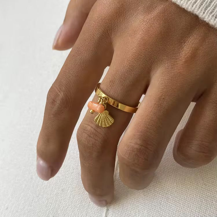 18K Coral Shell Open Ring