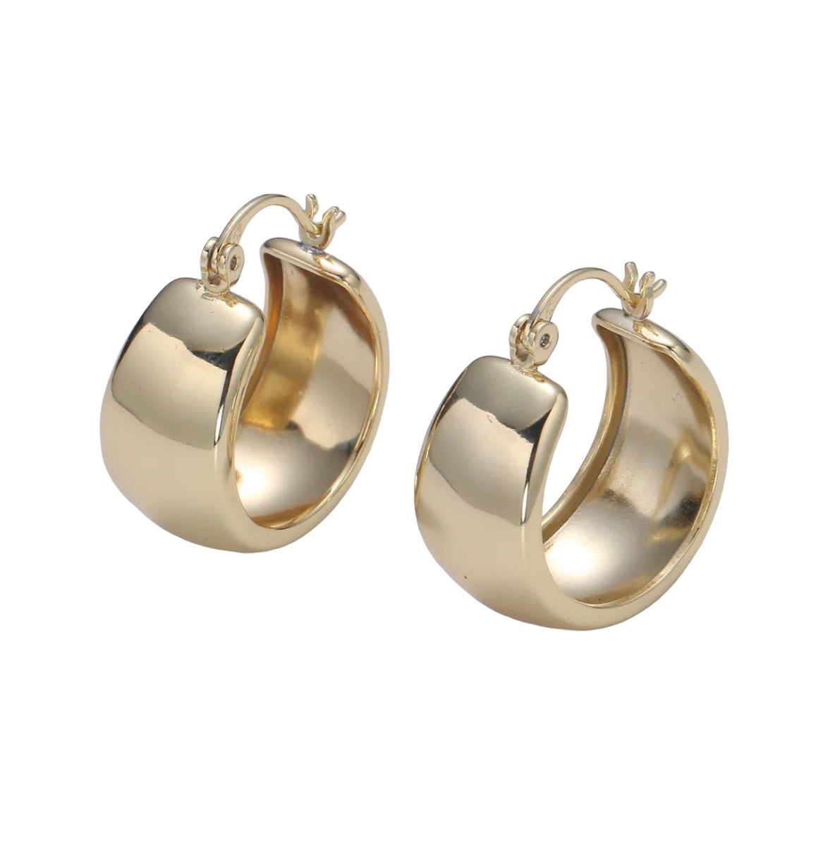 16K Gold Filled Chunky Wide Dome Hoop Earrings