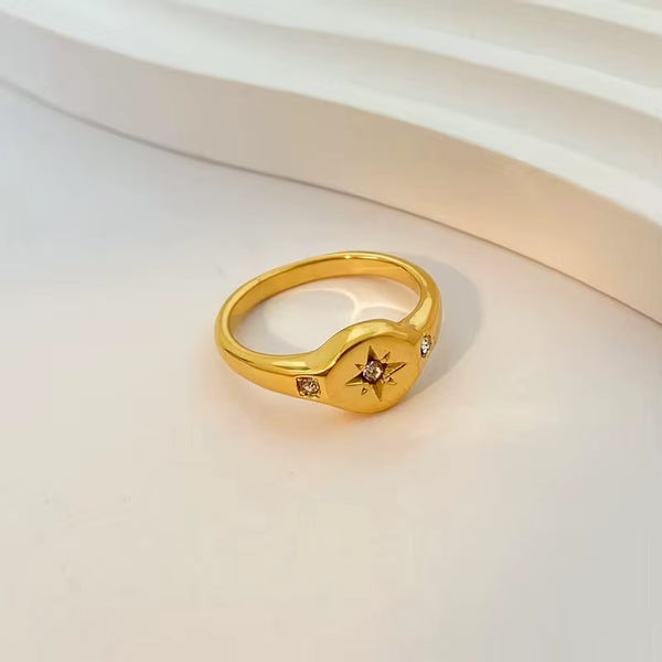 18K Celestial Star CZ Ring