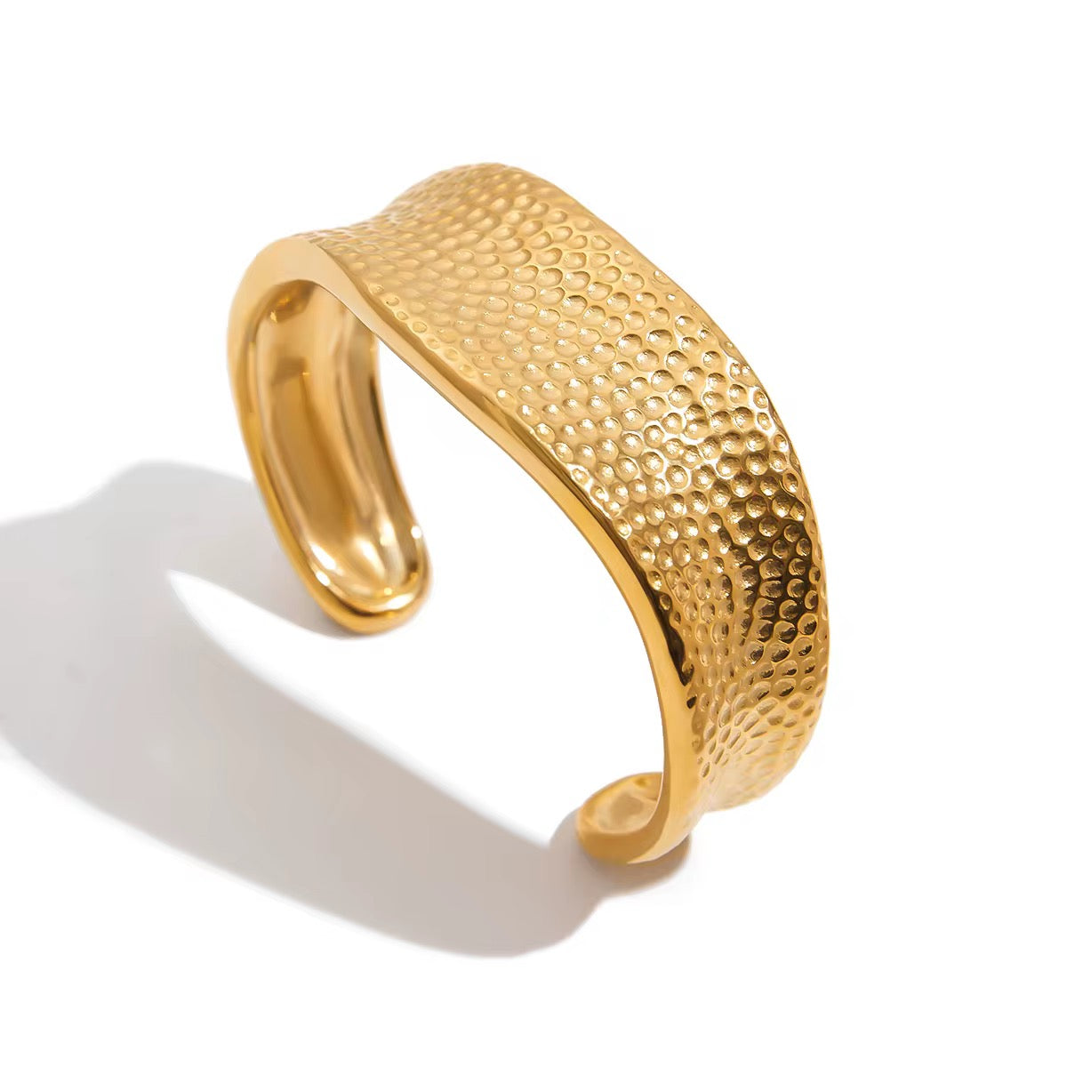 18K Irregular Textured Statement Cuff Bangle