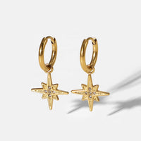 18K Pointed Star Pendant Earrings