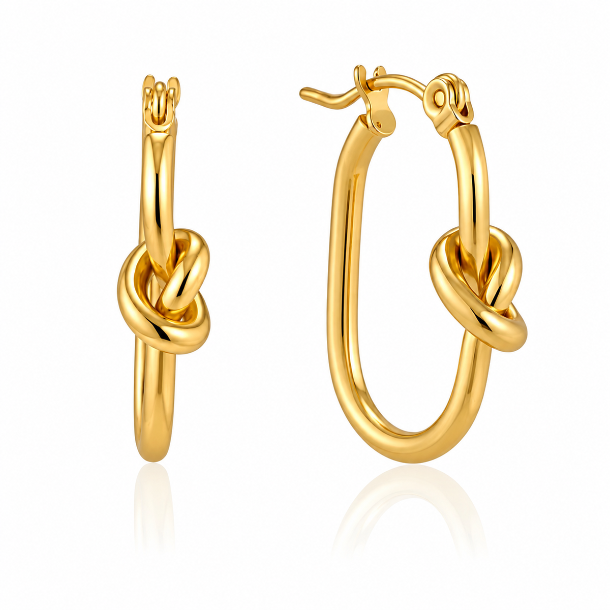 18K Oval Twisted Know Hoops