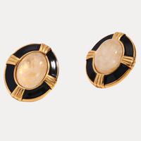 18K Vintage Inspired Oval Studs