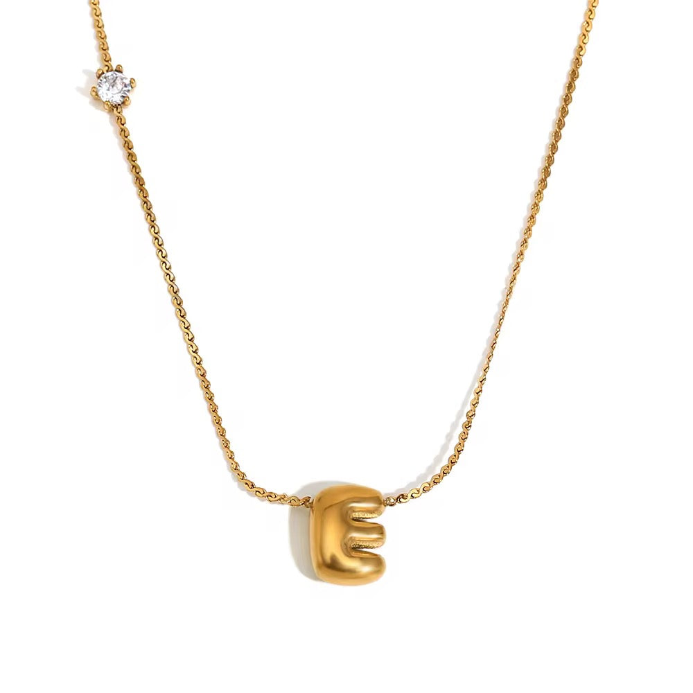 18K Bubble Dainty Initial Necklace