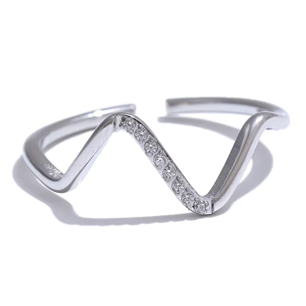 Silver Verve CZ Ring Adjustable