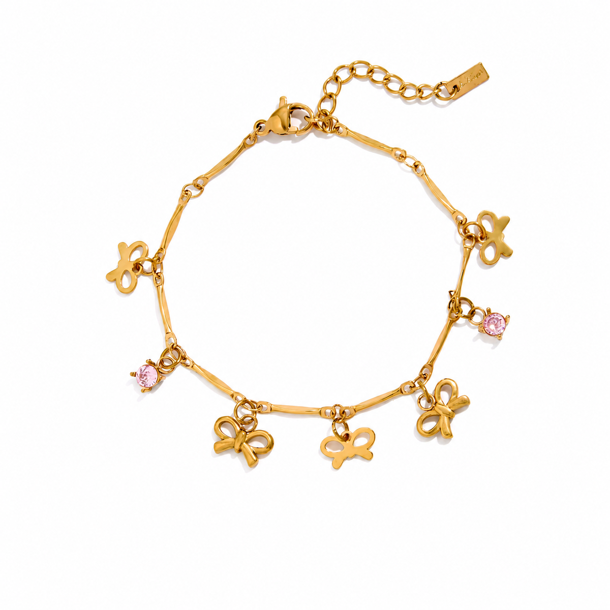 18K Bows CZ Charm Bracelet