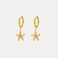 18K Starfish Drops with Cubic Zirconia