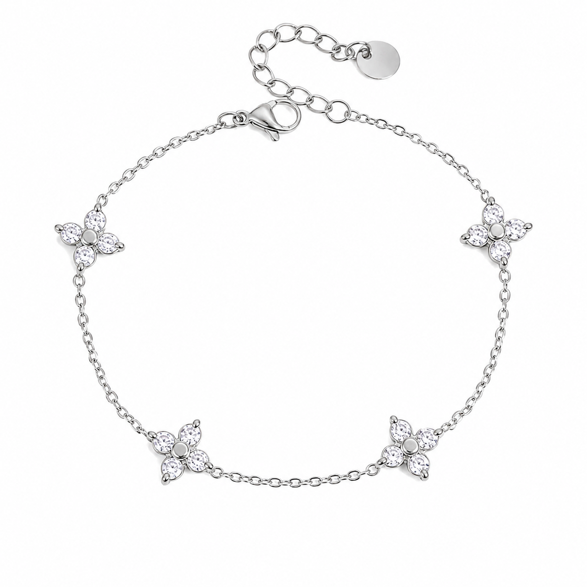 Silver Dainty Clover Bracelet