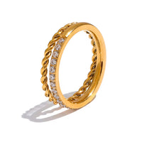 18K Split CZ Twist Ring