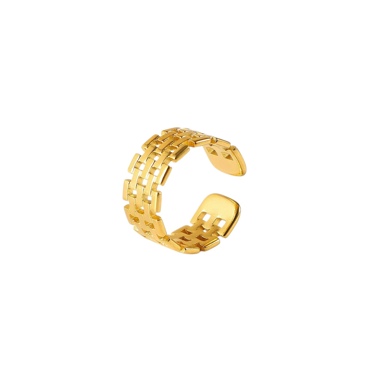 18K Wide Band Woven Open Ring