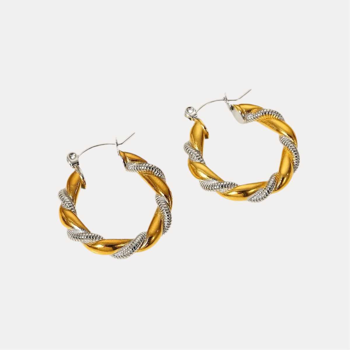 French Twist Hoops in 18K and Silver