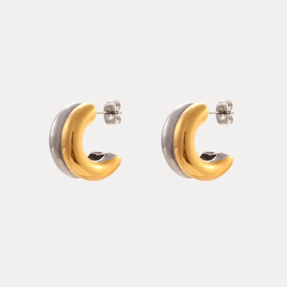 Double C Hoops in 18K Gold-Plating and Silver