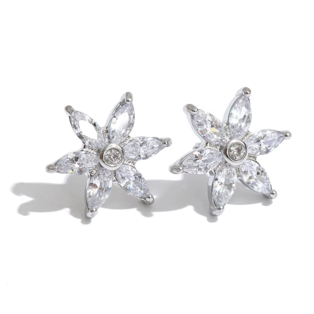 Silver Sampaguita CZ Studs
