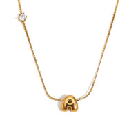 18K Bubble Dainty Initial Necklace