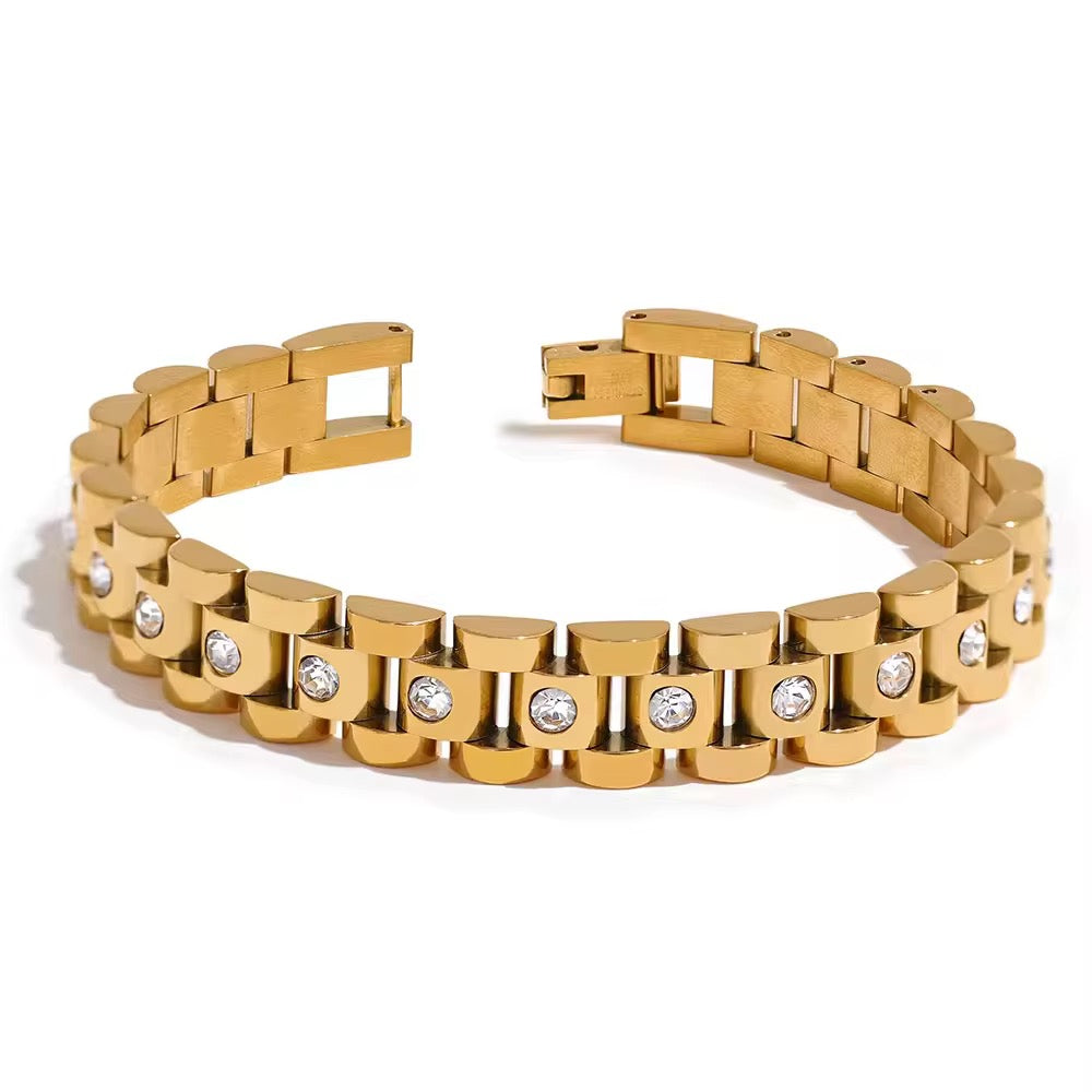 18K CZ Rollie Bracelet