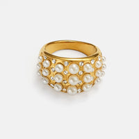 18K Pearl Zirconia Statement Ring