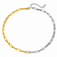 Two Tone Paper Clip Chain Necklace