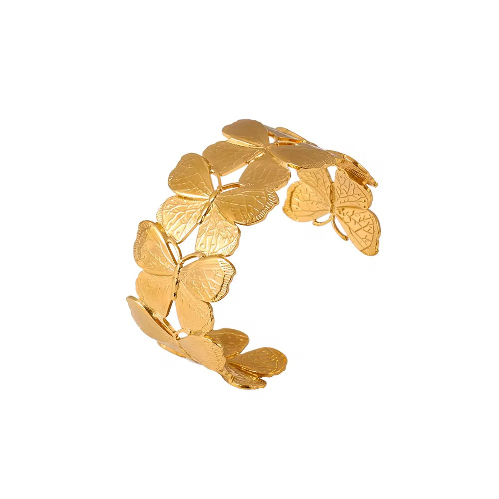 18K Butterfly Statement Open Bangle