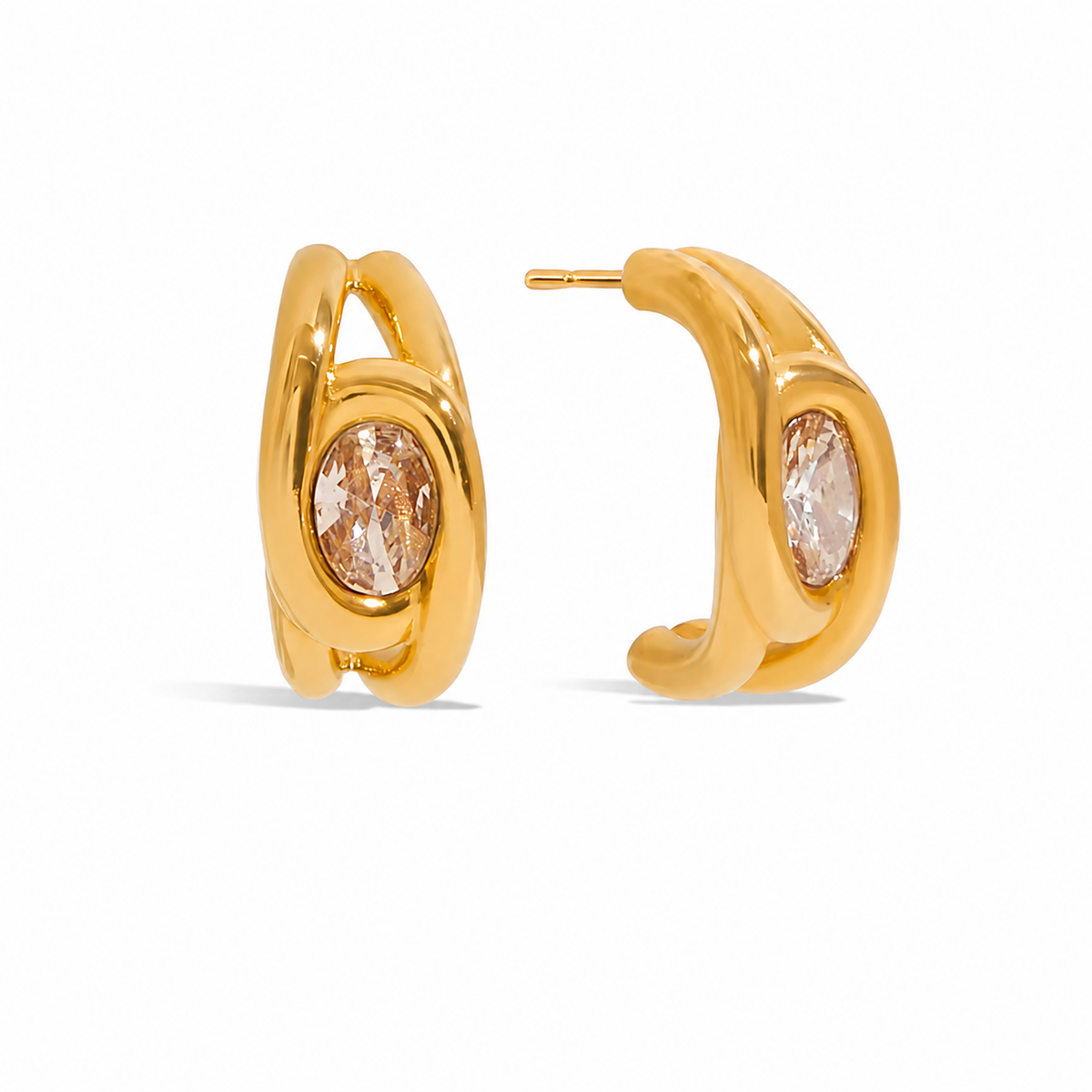18K Open C Hoop Zirconia Hoops