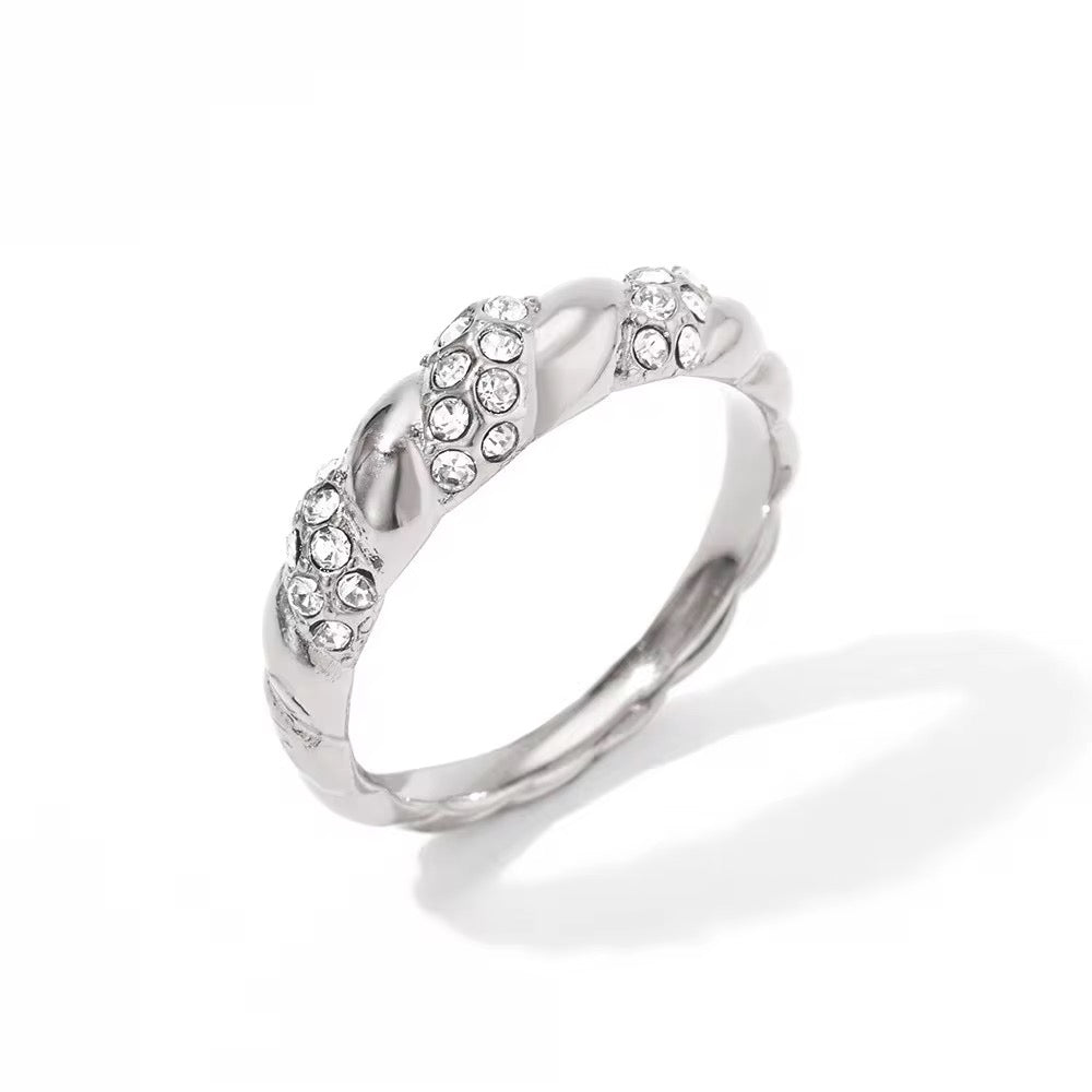 Silver Swirl CZ Ring
